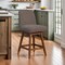 Armen Living Amalie Swivel Counter Stool in Brown Oak Wood Finish with Taupe Boucle Fabric 840254332034 - alternate 5